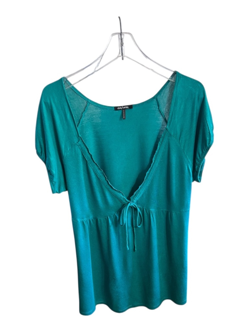 Daisy Fuentes Teal Low V-Neck Top-Size L